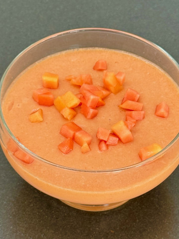 Creamy dessert with papaya and coconut milk