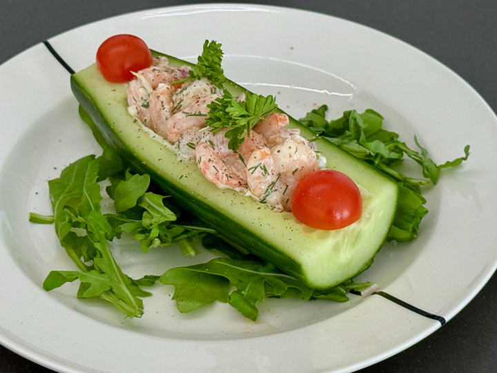 Shrimp in a cucumber boat