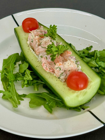 Shrimp in a cucumber boat