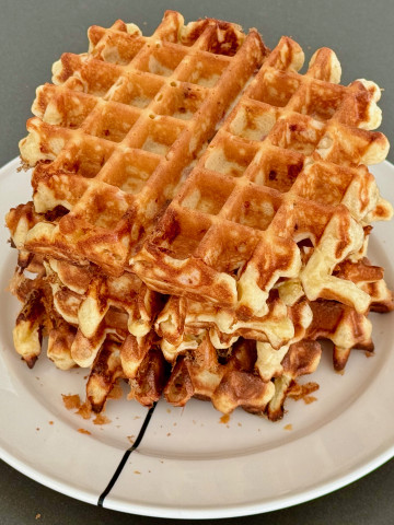 Savory Brussels waffles with blue cheese and bacon
